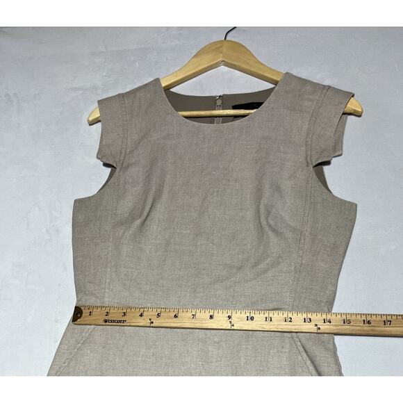 J Crew Resume Dress in Stretch Linen Blend Size 4 Natural Tan Career Work Office - Picture 7 of 12